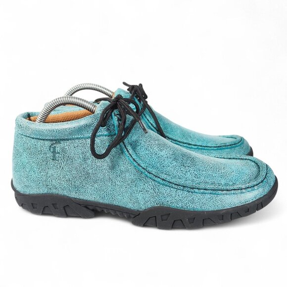 Ferrini Rouge Moc Toe Mid Leather Chukka Boots Women's 10B Turquoise 63722-50 - Picture 4 of 11